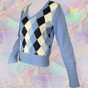 Tommy Hilfiger blue argyle angora sweater
